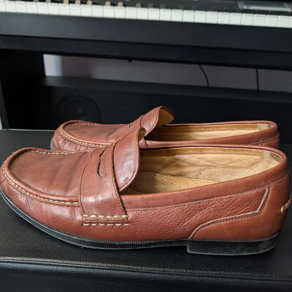 Rockport Men’s Brown Leather Penny Loafers 11W‎ Wide Comfort Dress Shoes